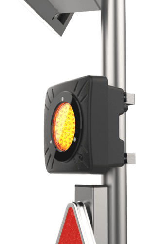 Elancity - Evoflash the solar led flashing lights which have a vehicle detection triggering in case of speeding - front view - UK
