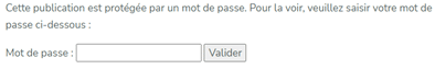 formulaire saisie de mot de passe