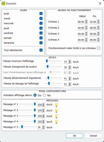 paramètres application