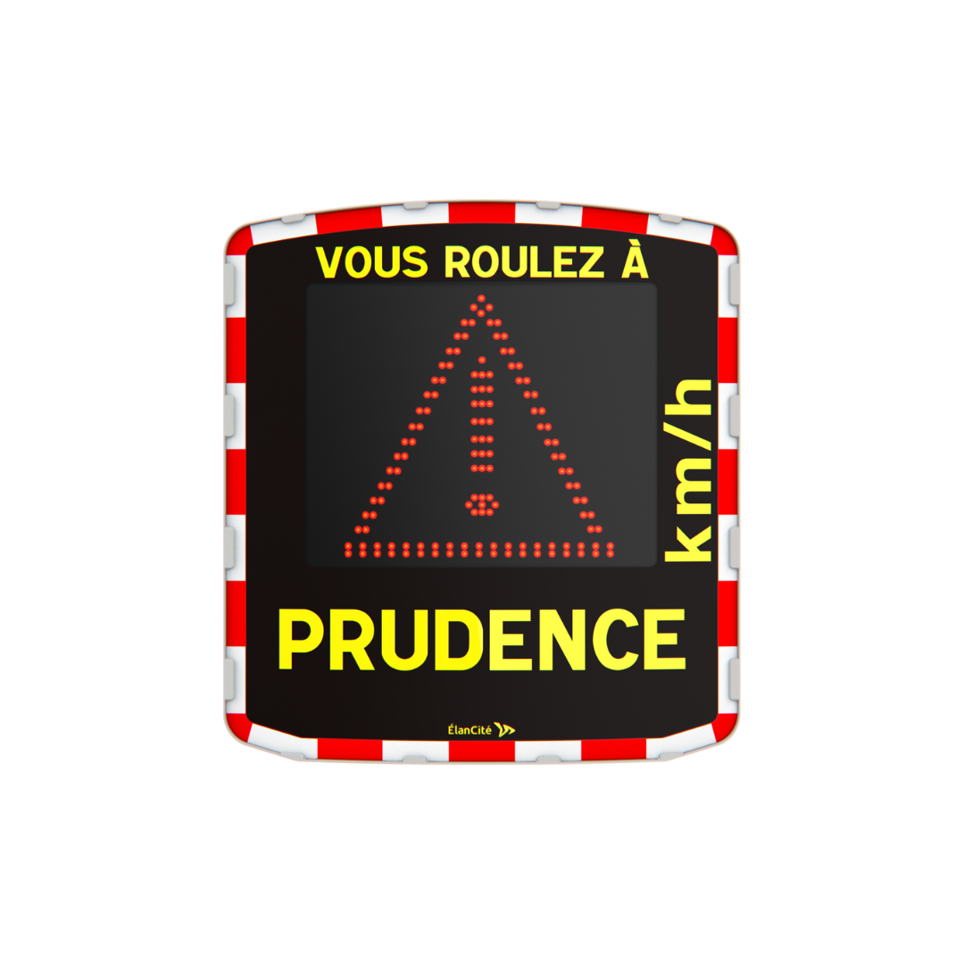 Packshot d'un radar pédagogique mobile EVOLIS Mobility qui affiche un triangle danger